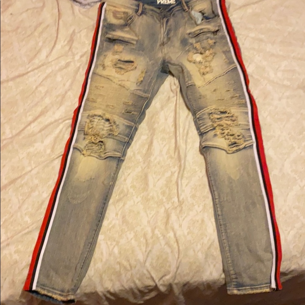 Men’s biker jeans with side stripe size 33-32